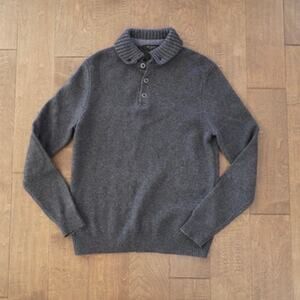 Ted Baker Long Sleeve Knitted Collared Sweater Gray Mens Size 3